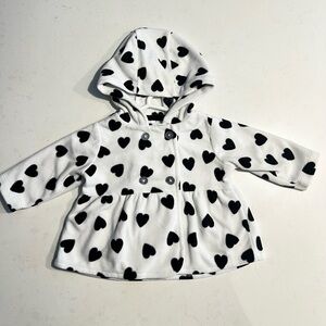 Carter's White Baby Jacket with Black Heart Pattern